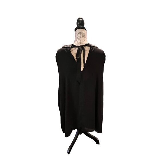 Torrid Georgette Embellished Beaded Choker‎ Tank 4X Black Neck Tie Blouse Top - Picture 8 of 14